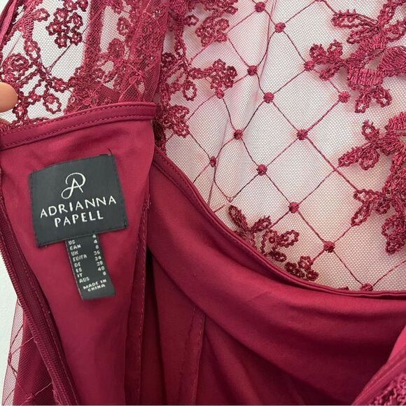 Adrianna Papell Sequin Embroidered Sheath Dress With Sheer Neckline, Pink, 4 NWT - Picture 7 of 14